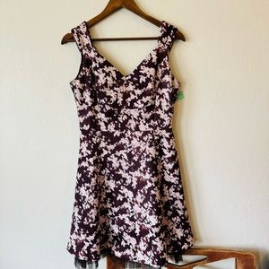 Maginn | Anthropologie floral a line dress with black sheer trim
